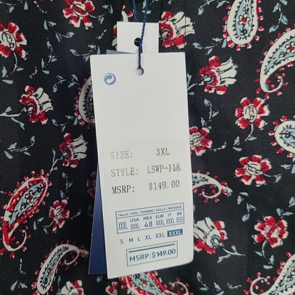 NWT SILVER STONE COLLECTION Mens Black & Red Paisley Button up Shirt Modern Fit - Picture 5 of 8